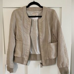 Anthropologie Beige Suede Bomber Jacket
